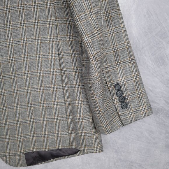 Boggi Milano Blazer Mens 50 / 42" Chest Gray Brown Plaid Wool Lined Jacket - Picture 9 of 16